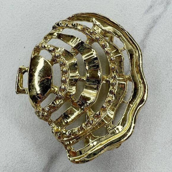 Vintage Studded Gold Tone Belt Buckle Piece - Picture 1 of 7